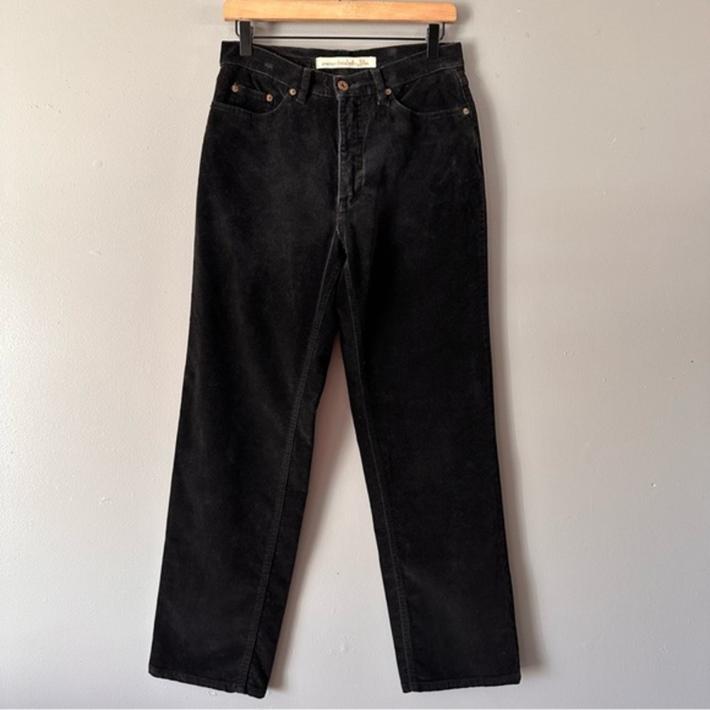 Christopher Blue High Rise Straight Corduroy Velour‎ Pants | Black